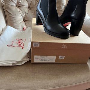 Christian Louboutin Marchacroche Chelsea Bootie - Black Calf. Size US 36.5M.